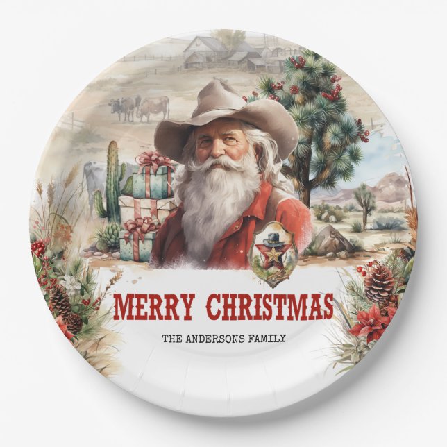 Assiettes En Carton Père Noël de style occidental unique avec badges d (Devant)