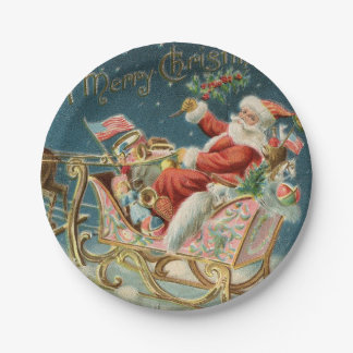Assiettes En Carton Père Noël Et Sa Petite Sleigh