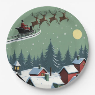 Assiettes En Carton Père Noël et son Sleigh