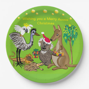 Assiettes En Carton Père Noël koala donne des cadeaux de Noël australi