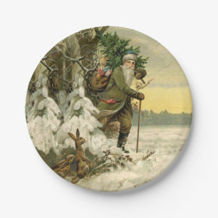 Assiettes En Carton Père Noël vintage Noël victorien vacances Arbre