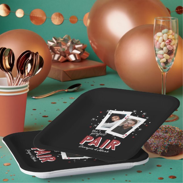 Assiettes En Carton Perfect Pair Casino Theme Couples Photo (Multi)