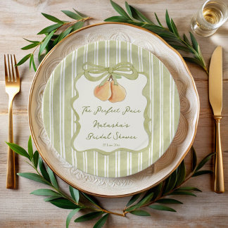 Assiettes En Carton Perfect pair sage green stripe pear bridal shower