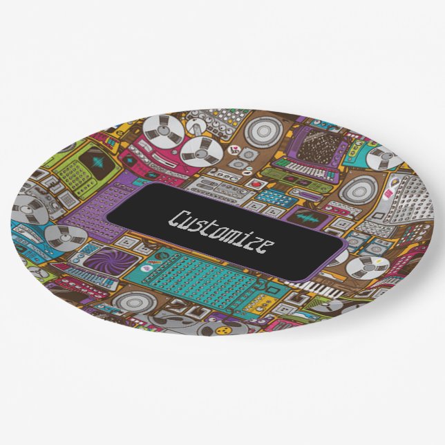 Assiettes En Carton Périphériques rétro Enregistrement Plaques de papi (Angle)