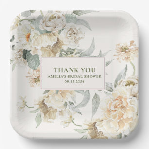 Assiettes En Carton Perles d'aquarelle et Fête des mariées de poursuit