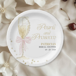 Assiettes En Carton Perles De Bow Rose Et Fête des mariées De Poursuit
