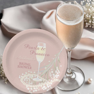 Assiettes En Carton Perles & Prosecco Babys Breath Blush Fête des mari
