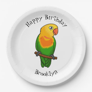 Assiettes En Carton Perroquet de caricature mignon lovebird