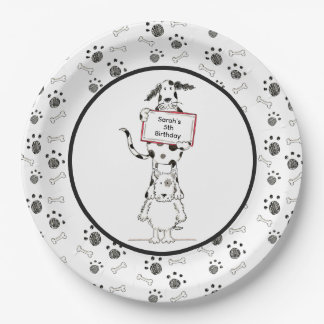 Assiettes En Carton Personalised Cute Dog Acrobats Birthday
