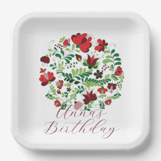 Assiettes En Carton Personalized Baby Name Floral Party Plates