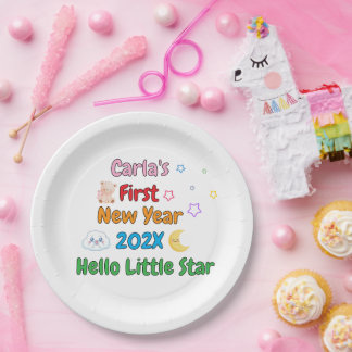 Assiettes En Carton Personalized Baby’s First New Year – Cute Design