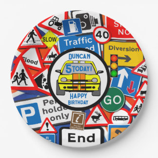 Assiettes En Carton Personalized Colourful Road Signs, Birthday Party
