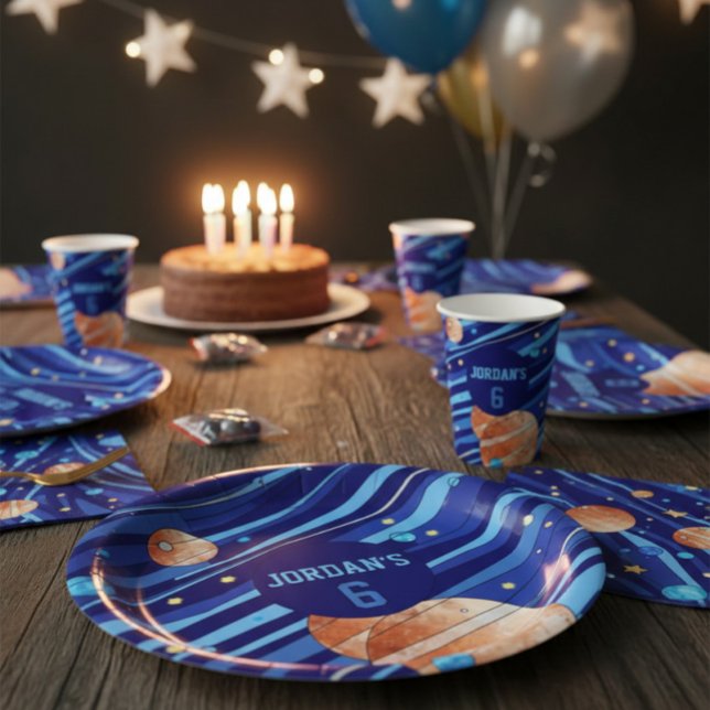 Assiettes En Carton Personalized Outer Space Galaxy Birthday (Créateur téléchargé)