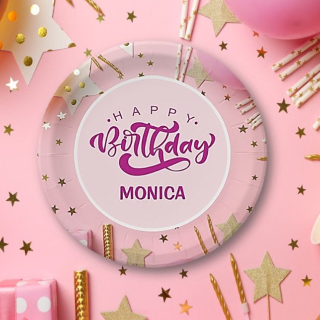 Assiettes En Carton Personalized PRETTY Happy Birthday  (Créateur téléchargé)