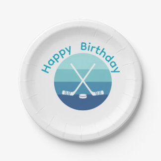 Assiettes En Carton Personalized Retro Ice Hockey Birthday 