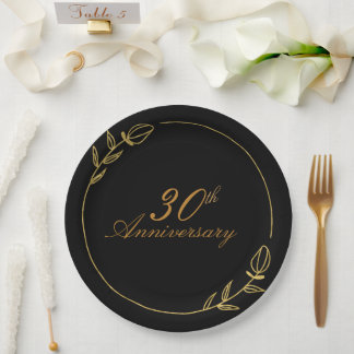 Assiettes En Carton Personalizes Anniversary with Golden Frame