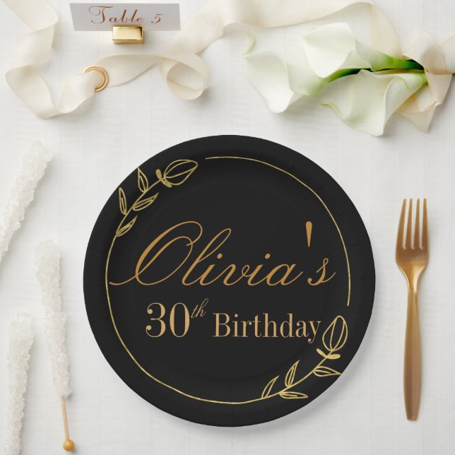 Assiettes En Carton Personalizes Birthday with Golden Frame (Mariage)
