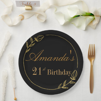 Assiettes En Carton Personalizes Birthday with Golden Frame