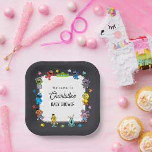 Assiettes En Carton Personnages de 1, rue Sésame Tableau Baby Shower