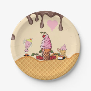 Assiettes En Carton Personnages de la crème glacée Ice Cream Cone Part