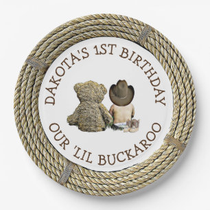 Assiettes En Carton Personnalisé 1er anniversaire Cowboy Thème