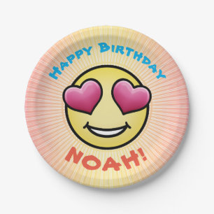 Assiettes En Carton Personnalisé Anniversaire Amour Emoji
