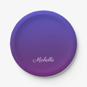 Assiettes En Carton Personnalisé bleu et violet ombre