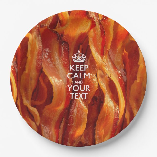 Assiettes En Carton Personnalisé Gardez Le Calme Et Votre Bacon (Devant)