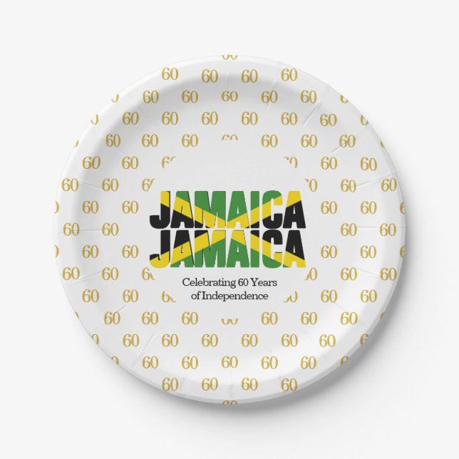 Assiettes En Carton Personnalisé JAMAICA 60e anniversaire de l'indépen (Devant)