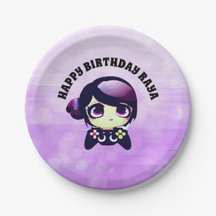 Assiettes En Carton Personnalisé Joyeux Anniversaire Jeu à thème viole