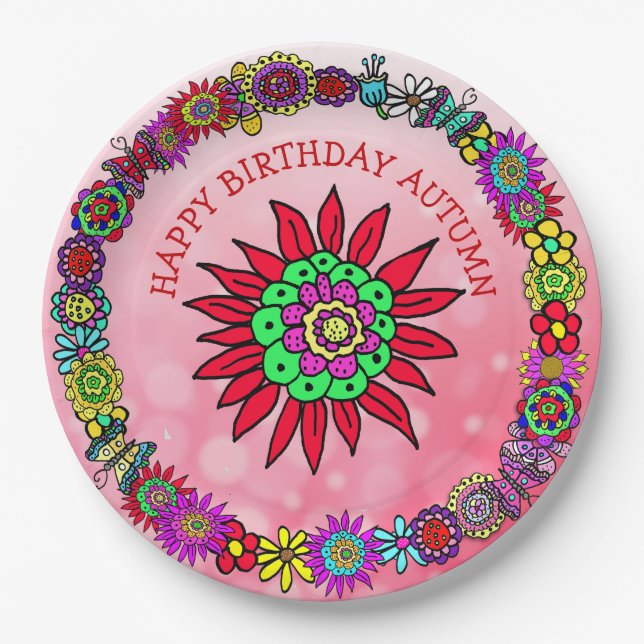 Assiettes En Carton Personnalisé Joyeux Anniversaire licorne et fée (Devant)