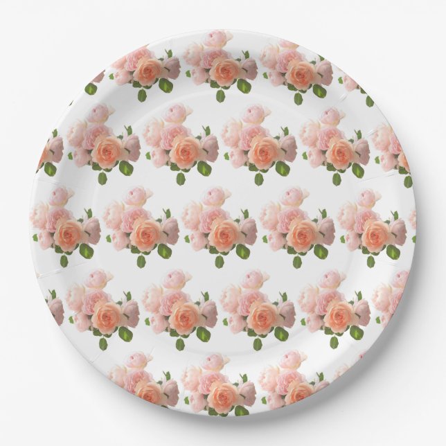 Assiettes En Carton Personnalisé Modèle moderne tendance Rose élégant (Devant)