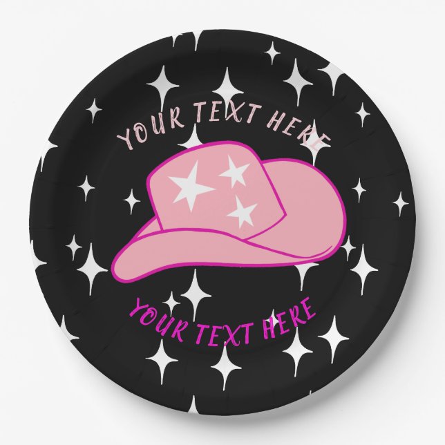 Assiettes En Carton Personnalisé Moderne Cowgirl Casquette Starburst N (Devant)
