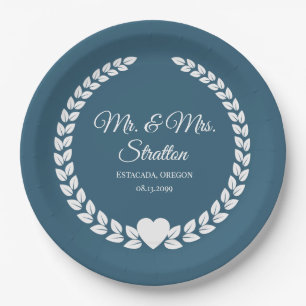 Assiettes En Carton Personnalisé Mr & Mrs Bride et Groom Newlyted