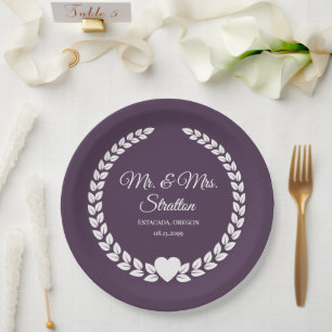 Assiettes En Carton Personnalisé Mr & Mrs Bride et Groom Newlyted