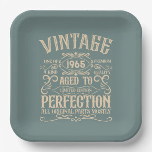 Assiettes En Carton Personnalisé vintage 60e anniversaire whiskey thèm