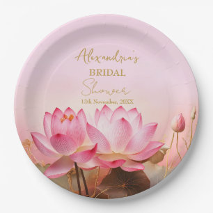 Assiettes En Carton Personnaliser Fête des mariées rose Lotus