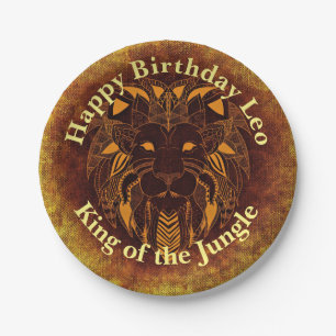 Assiettes En Carton Personnaliser Joyeux anniversaire Golden Brown Tri