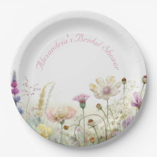 Assiettes En Carton Personnaliser la Fête des mariées Fleurs sauvages