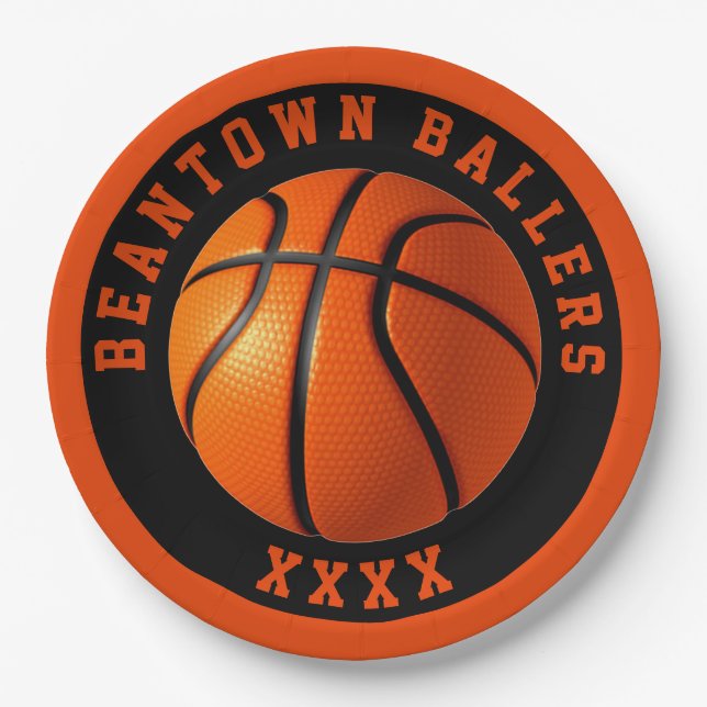 Assiettes En Carton Personnaliser le basket-ball (Devant)