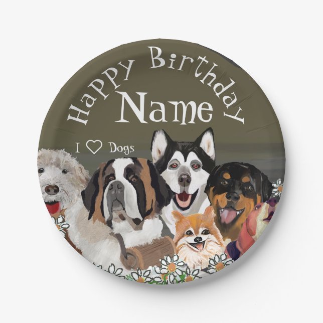 Assiettes En Carton Personnaliser le club de pack de chiens de texte (Devant)