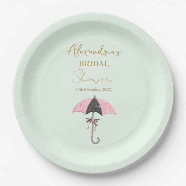 Assiettes En Carton Personnaliser le parapluie de Fête des mariées (Devant)