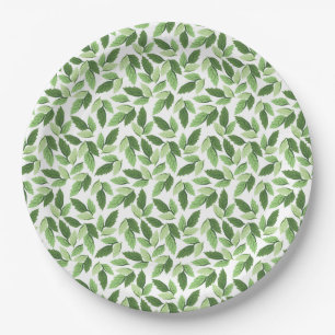 Assiettes En Carton Personnaliser Motif feuille verte