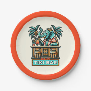 Assiettes En Carton Personnaliser Retro Elephant Tiki Bar