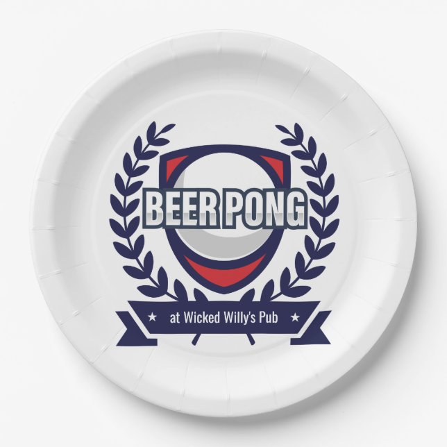 Assiettes En Carton Personnalisez ce logo Beer Pong (Devant)