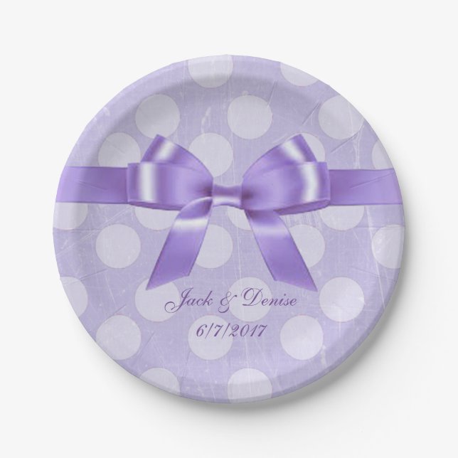Assiettes En Carton Personnalisez ces plaques de points Polka violet e (Devant)
