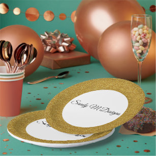 Assiettes En Carton Personnalisez Gold Parties scintillant Image Votre