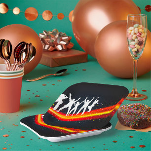 Assiettes En Carton Personnes Dansant Silhouettes Plaques de papier