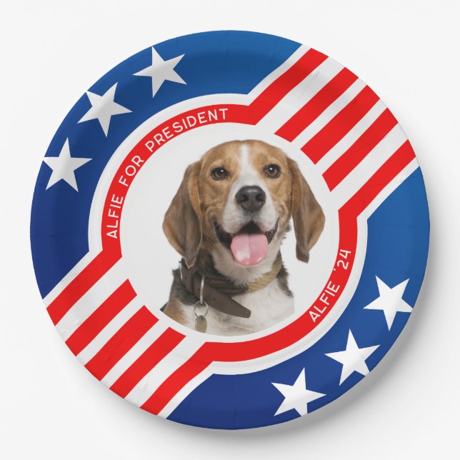 Assiettes En Carton Pet Dog for President Photo USA Elections 2024 (Devant)