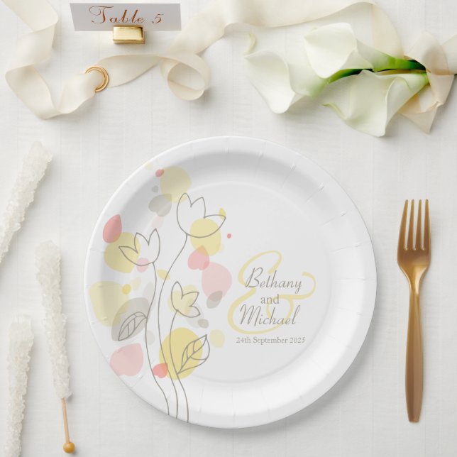 Assiettes En Carton Pétales de fleurs de confetti mariage plaque de pa (Mariage)